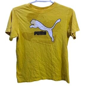 Puma Shirt Boys Medium Yellow Sports Wear Athletic‎ T-Shirt